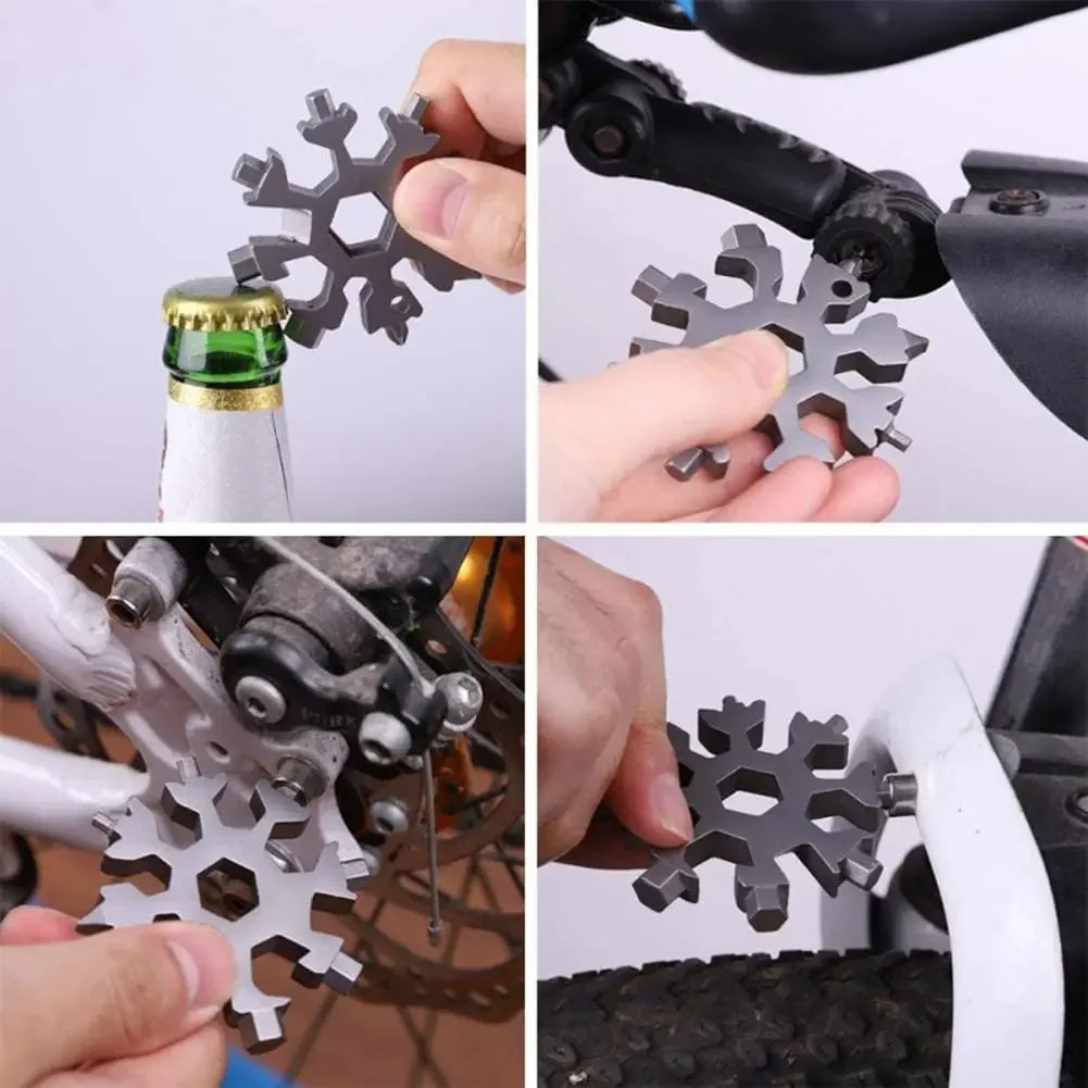 18-in-1 Snowflake Multi-Tool: Portable, Versatile, and Essential for Outdoor Adventures!